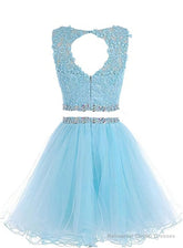 Cute Two Piece Tulle with Beadings Homecoming Dress, Lovely Formal Dress